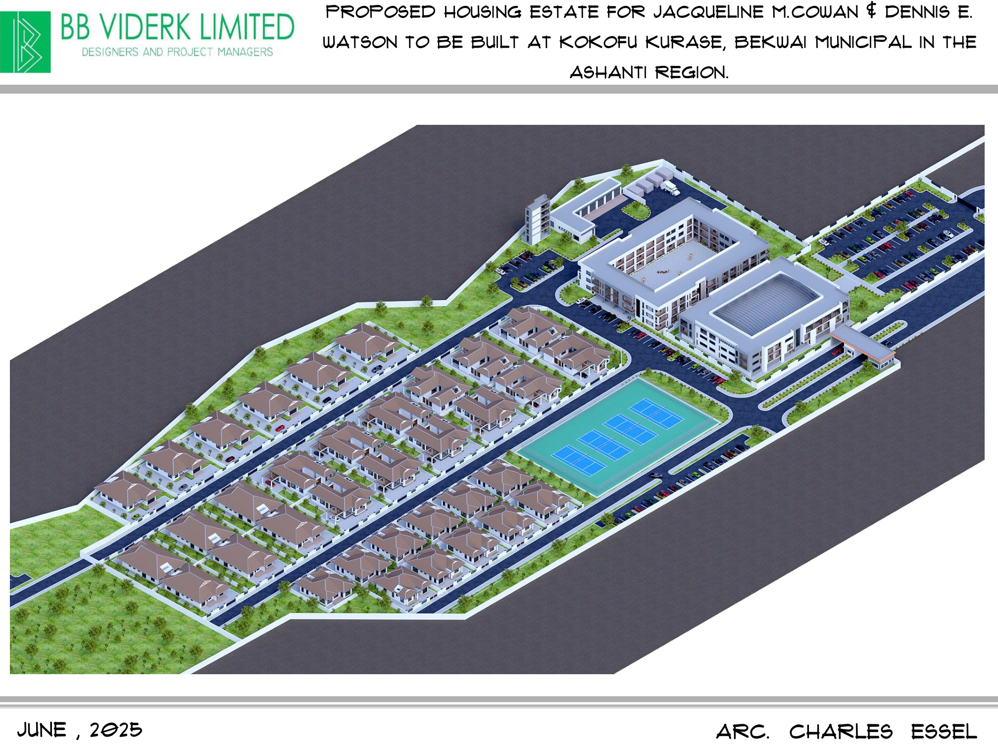 3D aerial rendering of the full KokoPalm Estate residential community